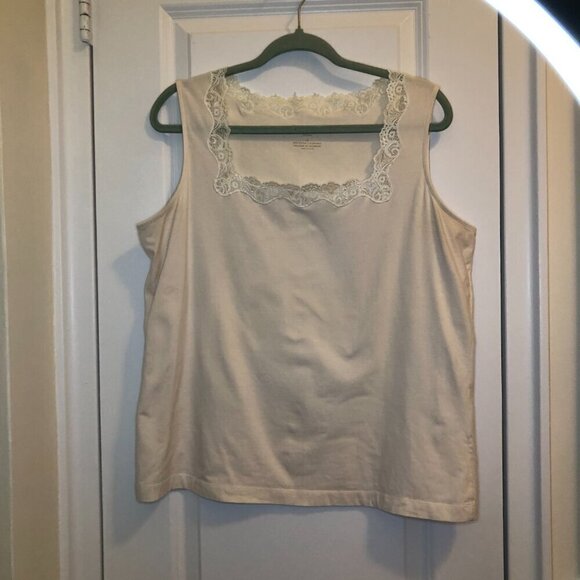 Talbots Camisole Cream with Lace Trim Size 1X EUC - Picture 1 of 8
